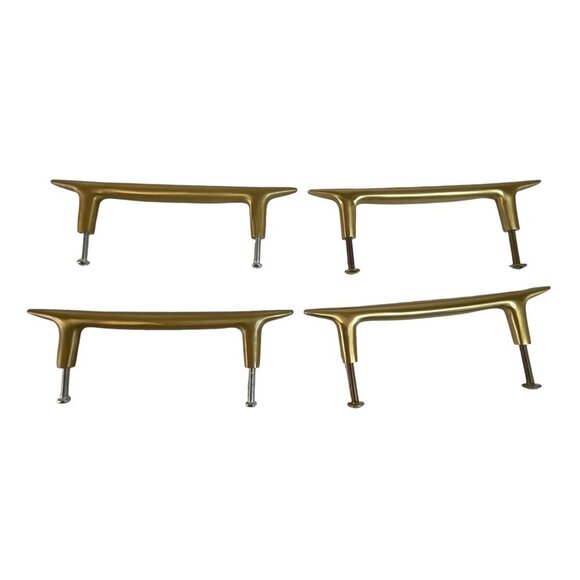 Set Of 4 Mid-Century Modern Brass Cabinet Drawer Pulls - Picture 1 of 6